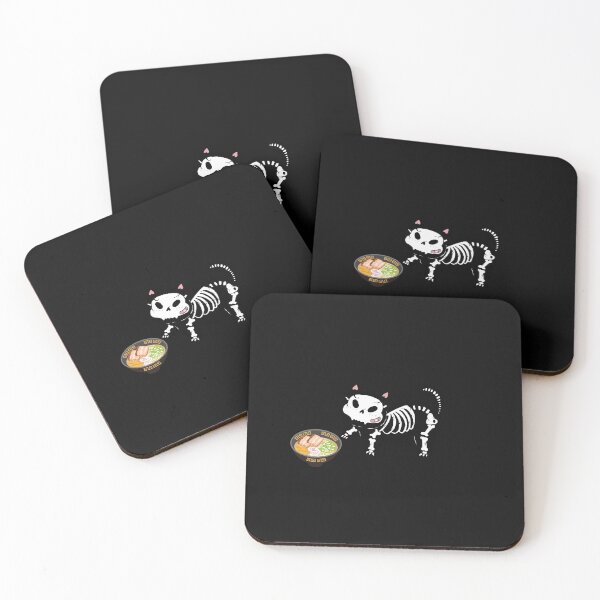 Item preview, Kawaii cat Skeleton eating ramen designed and sold by AGDesignstore.