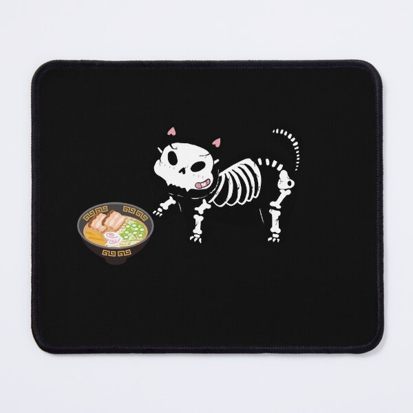 Item preview, Kawaii cat Skeleton eating ramen designed and sold by AGDesignstore.