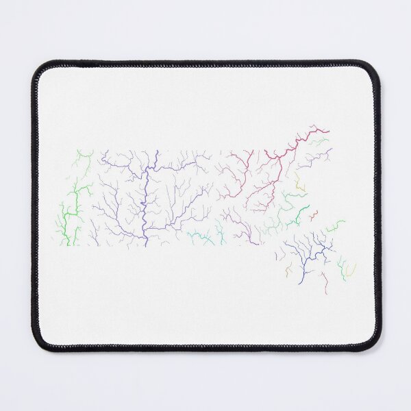 Item preview, Massachusetts River Basin Map in Rainbow Colours with White Background designed and sold by GrasshopperGeo.