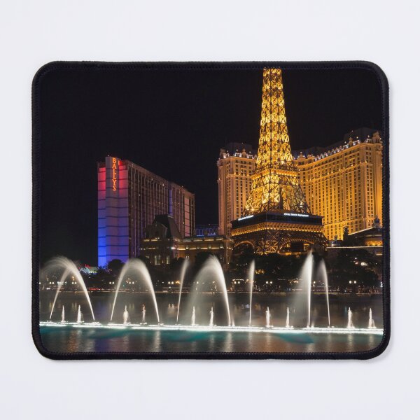 Item preview, Splendiferous Las Vegas Fountains - Dainty Jets with Paris Eiffel Tower and Ballys at Midnight designed and sold by Georgia Mizuleva.