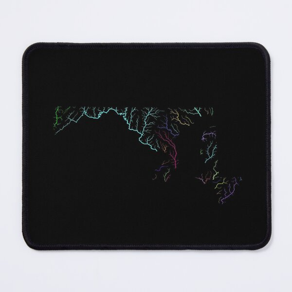 Item preview, Maryland River Basin Map in Rainbow Colours with Black Background designed and sold by GrasshopperGeo.