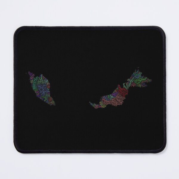 Item preview, Malaysia River Basin Map in Rainbow Colours with Black Background designed and sold by GrasshopperGeo.