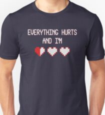 Everything hurts & I'm dying RPG 8-bit hearts Unisex T-Shirt