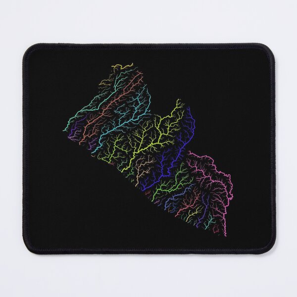 Item preview, Liberia River Basin Map in Rainbow Colours with Black Background designed and sold by GrasshopperGeo.