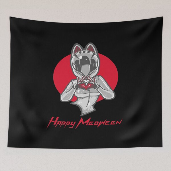 Item preview, Happy Meoween Cat Helmet Happy Meoween Halloween Purrfect on t-shirts To Stickers designed and sold by LMcDs.
