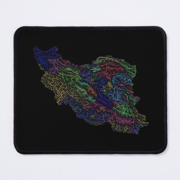 Item preview, Iran River Basin Map in Rainbow Colours with Black Background designed and sold by GrasshopperGeo.