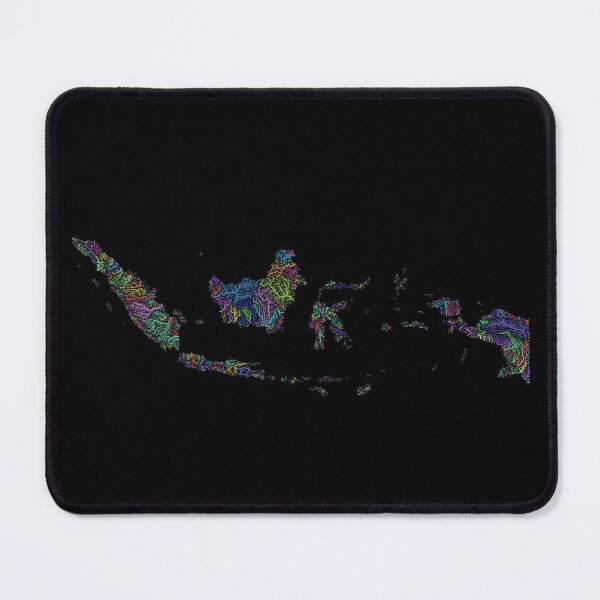 Item preview, Indonesia River Basin Map in Rainbow Colours with Black Background designed and sold by GrasshopperGeo.