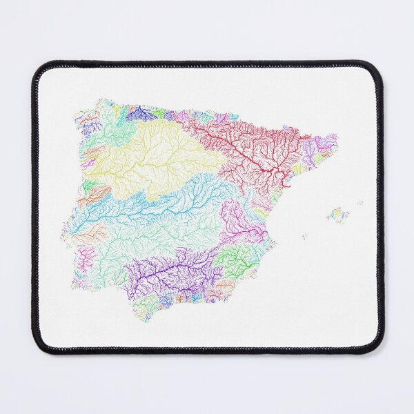 Item preview, Iberia River Basin Map in Rainbow Colours with White Background designed and sold by GrasshopperGeo.
