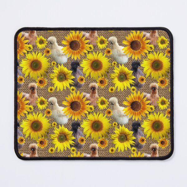 Item preview, Farmhouse Silkies Peeking Around Sunflowers on Burlap designed and sold by StandoutSilkies.