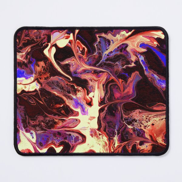 Fiery Red and Blue Pour Art Mouse Pad