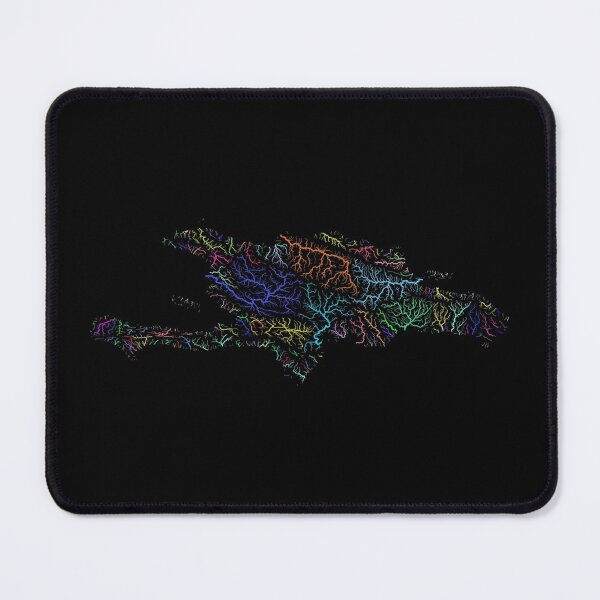 Item preview, Hispaniola River Basin Map in Rainbow Colours with Black Background designed and sold by GrasshopperGeo.
