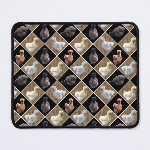 Item preview, Farmhouse Silkie Bantam Chickens on Black and Burlap Diamonds designed and sold by StandoutSilkies.
