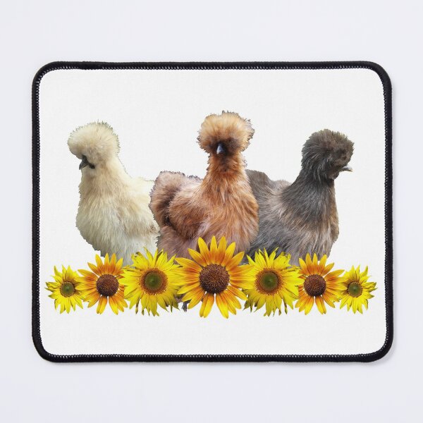 Item preview, Farmhouse Silkie Bantam Chicken Trio with Sunflowers designed and sold by StandoutSilkies.
