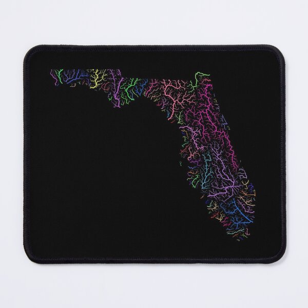 Item preview, Florida River Basin Map in Rainbow Colours with Black Background designed and sold by GrasshopperGeo.