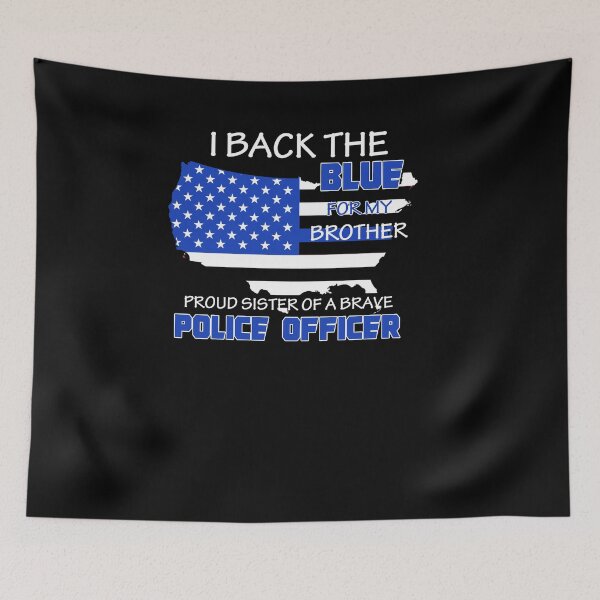 Artikelvorschau, Stolze Polizei Schwester uns Flagge T-Shirt, ich unterstütze das Blau für meinen Bruder-stolze Schwester eines tapferen Polizisten Shirt, Polizisten Geschenke, Geschenk für Schwester entworfen und verkauft von CapitalDesignss.