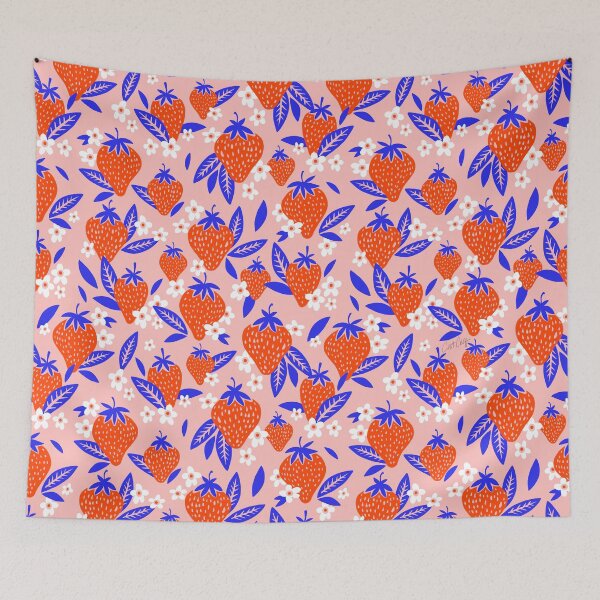Item preview, Strawberry Blooms – Blue & Red designed and sold by Cat Coquillette.