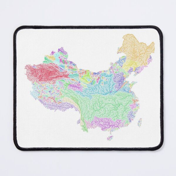 Item preview, China and Taiwan River Basin Map in Rainbow Colours with White Background designed and sold by GrasshopperGeo.
