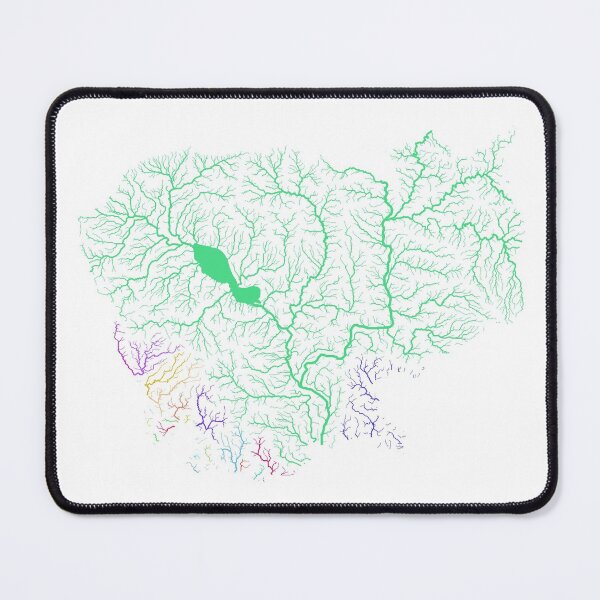 Item preview, Cambodia River Basin Map in Rainbow Colours with White Background designed and sold by GrasshopperGeo.