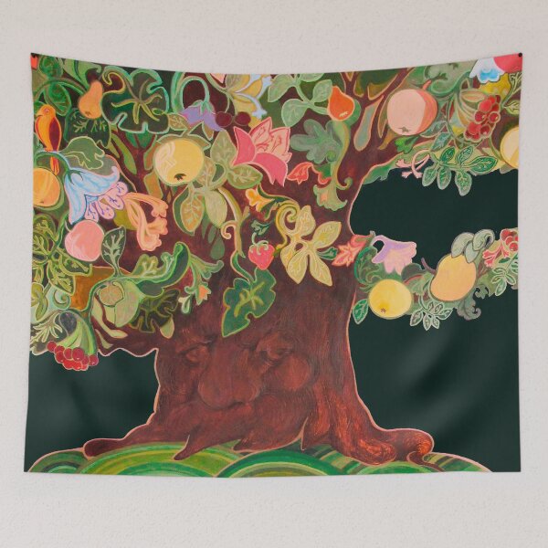 Item preview, Tree wiht Fruits. Tree wiht Life. Fairy tree with flowers and fruit watercolor illustration. designed and sold by ZheltakovaIana.