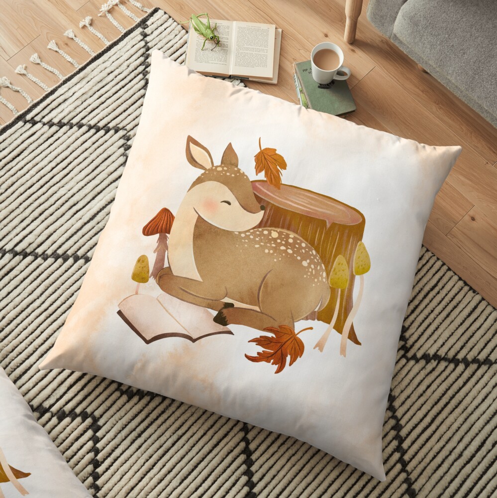 BOOKISH FAWN Floor Pillow