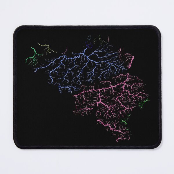 Item preview, Belgium River Basin Map in Rainbow Colours with Black Background designed and sold by GrasshopperGeo.