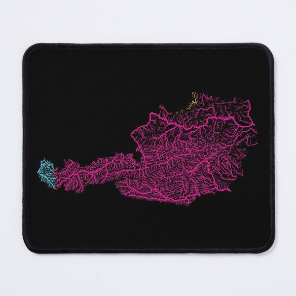 Item preview, Austria River Basin Map in Rainbow Colours with Black Background designed and sold by GrasshopperGeo.