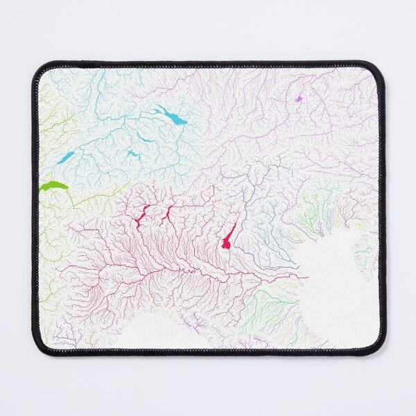 Item preview, The Alps River Basin Map in Rainbow Colours with White Background designed and sold by GrasshopperGeo.