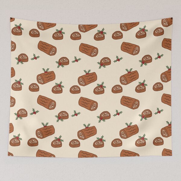 Item preview, Cozy Retro Yule Log Holly Berry Vintage Aesthetic Pagan Christmas Pattern  designed and sold by retroyule.