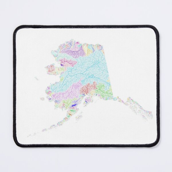 Item preview, Alaska River Basin Map in Rainbow Colours with White Background designed and sold by GrasshopperGeo.
