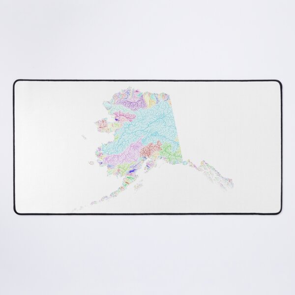 Item preview, Alaska River Basin Map in Rainbow Colours with White Background designed and sold by GrasshopperGeo.