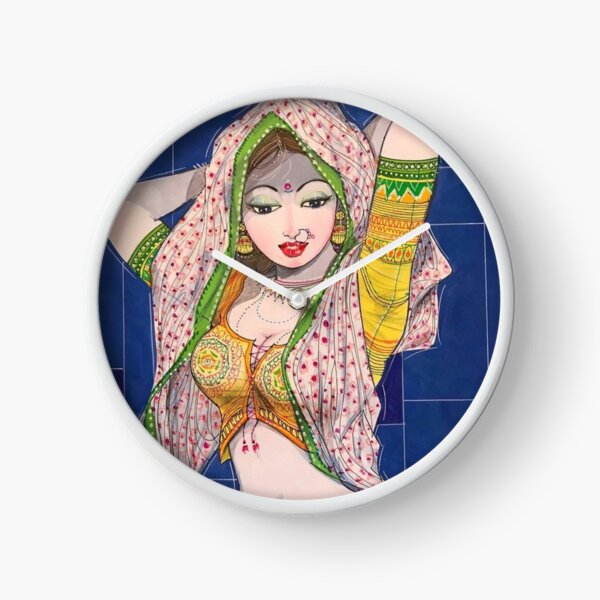 Beautiful Indian Woman Artwork BabyBee Clock