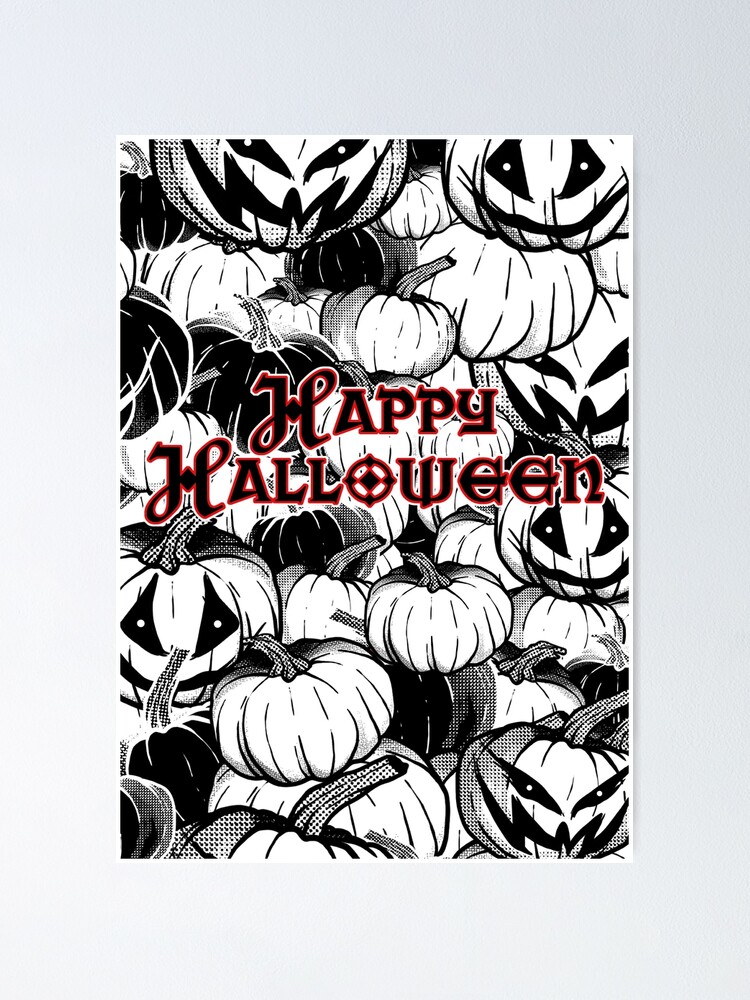 happy halloween pumpkin patch | goth tatto dark pattern happy-halloween-pumpkin-patch-goth-tatto-dark-pattern-poster-for-sale-by-politeillusts-redbubble