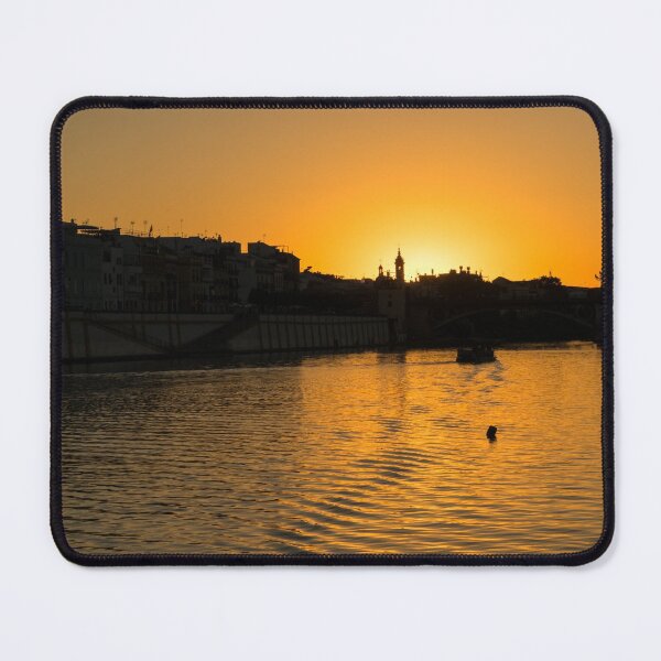 Item preview, Hot Sevillian Silhouettes - Sunset Behind Capilla del Carmen on Guadalquivir River designed and sold by Georgia Mizuleva.