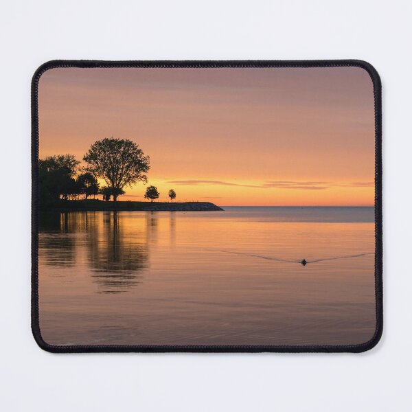 Item preview, One Duck Sunup - Silky Tangerine Sunrise on the Lake designed and sold by Georgia Mizuleva.