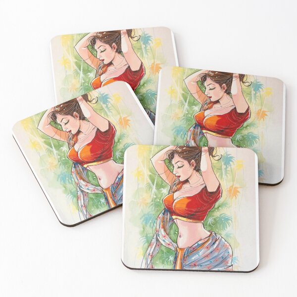 Beautiful Indian Woman Artwork BabyBee Coasters (Set of 4)