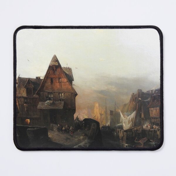 Item preview, Medieval European street (auf einen Kanal mit Fachwerk und belebten Gassen) - Carl Hilgers Blick  designed and sold by Vintage Designs +.