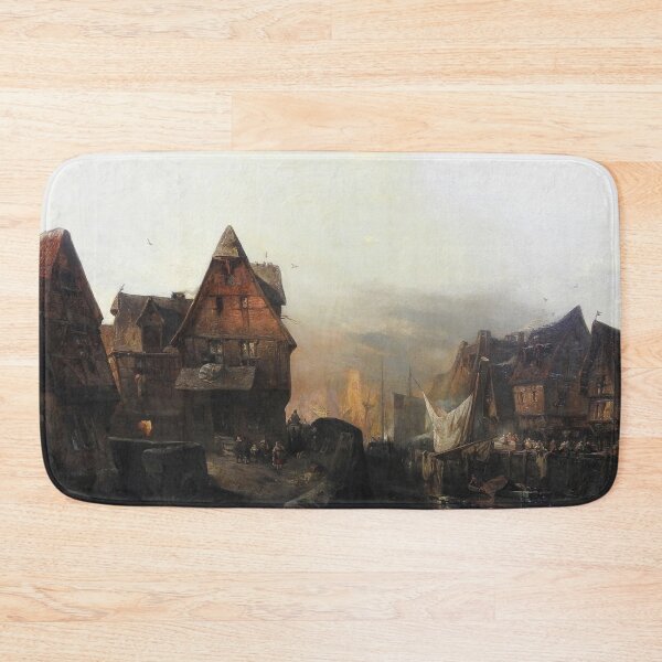 Item preview, Medieval European street (auf einen Kanal mit Fachwerk und belebten Gassen) - Carl Hilgers Blick  designed and sold by Vintage Designs +.