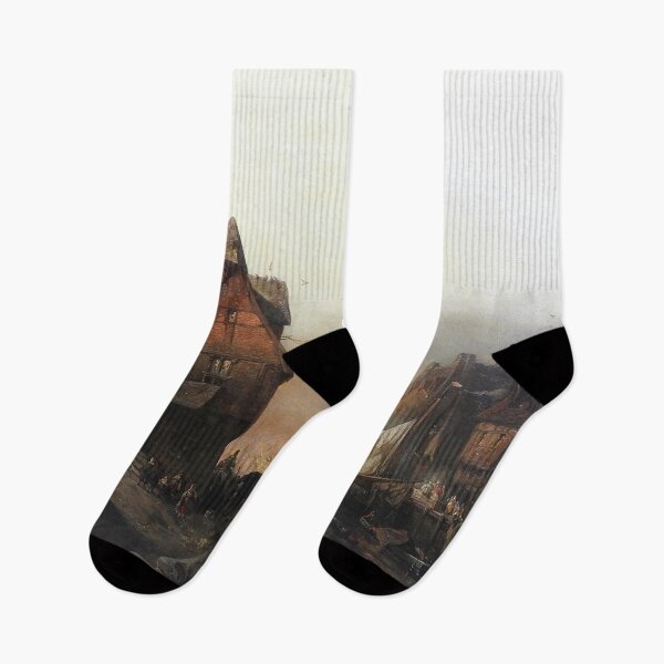 Item preview, Medieval European street (auf einen Kanal mit Fachwerk und belebten Gassen) - Carl Hilgers Blick  designed and sold by Vintage Designs +.