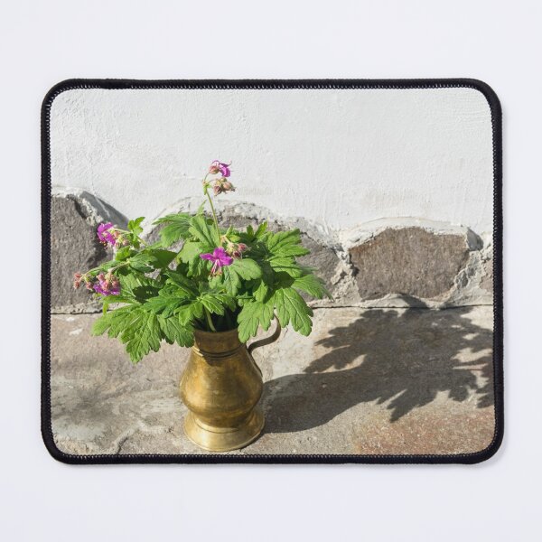 Item preview, Summertime Aromatherapy - Fragrant Cranesbill Flowers in Antique Bronze Vase designed and sold by Georgia Mizuleva.