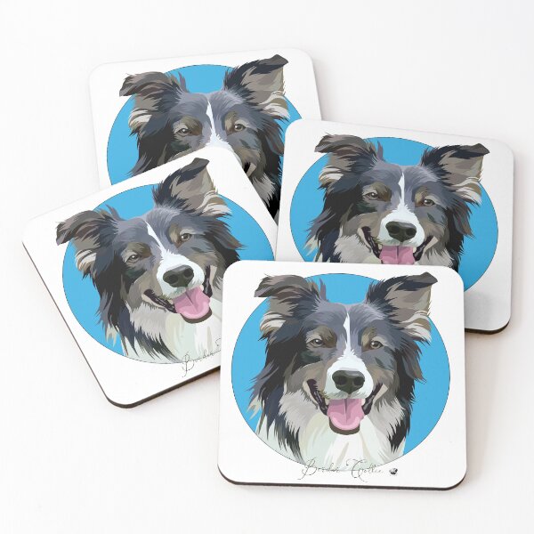 Item preview, Border collie dog illustration in a blue circle designed and sold by Alexandra Kueny.