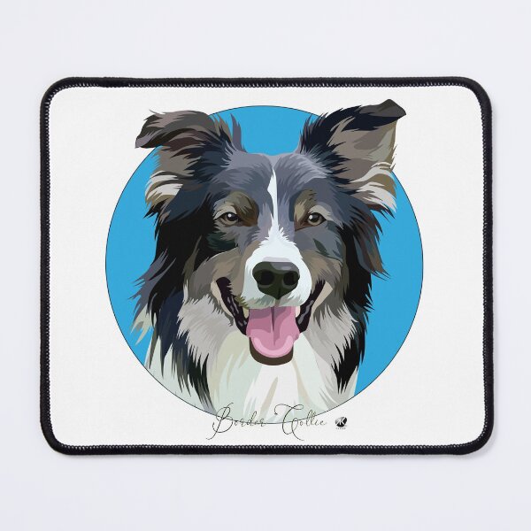 Item preview, Border collie dog illustration in a blue circle designed and sold by Alexandra Kueny.