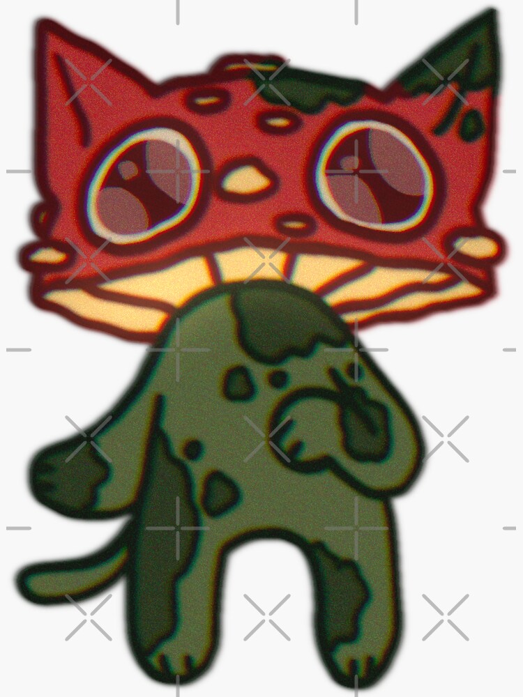 "Mushroom moss cat" Sticker for Sale by spiceybones Redbubble