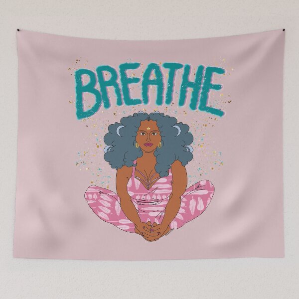 Item preview, Breathe fat yoga  body positivity, yoga pose pink designed and sold by Melanie-Palmer.