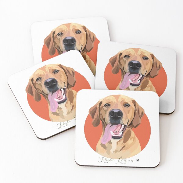 Item preview, Labrador Retriever dog illustration in an orange circle designed and sold by Alexandra Kueny.