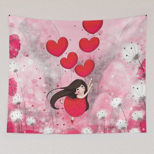 Item preview, Girl with heart balloons designed and sold by fanny offre.