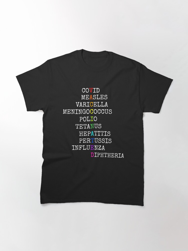 Thumbnail 3 of 7, Classic T-Shirt, Rainbow Vaccinated, Pro Vaccines Nurse,Vaccines Saves Lives designed and sold by varalee87.