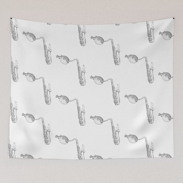Item preview, Puffy Black Blowfish Playing Sax  designed and sold by TheWildFlix.