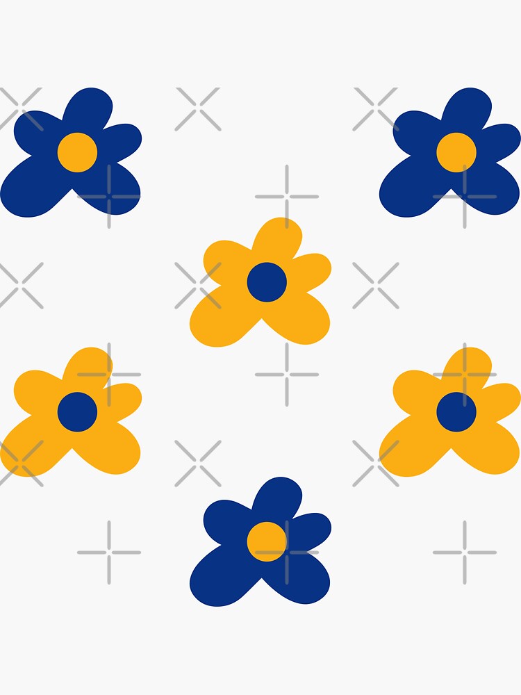 Thumbnail 3 of 3, Sticker, Blue and Yellow Tyler Flowers designed and sold by bold-concepts.