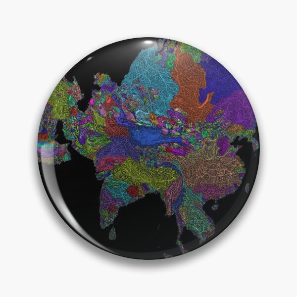 Item preview, Asia River Basin Map in Rainbow Colours with Black Background designed and sold by GrasshopperGeo.