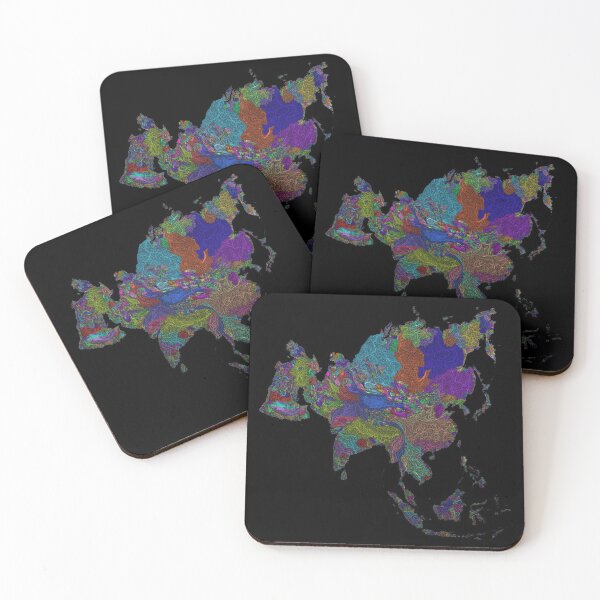 Item preview, Asia River Basin Map in Rainbow Colours with Black Background designed and sold by GrasshopperGeo.